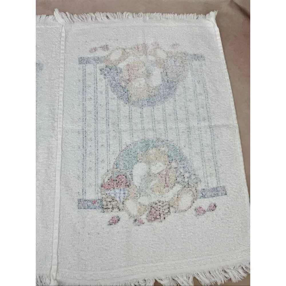 Vintage Bear Goose Hand Towels Set of 2 Cottagecore Hearts